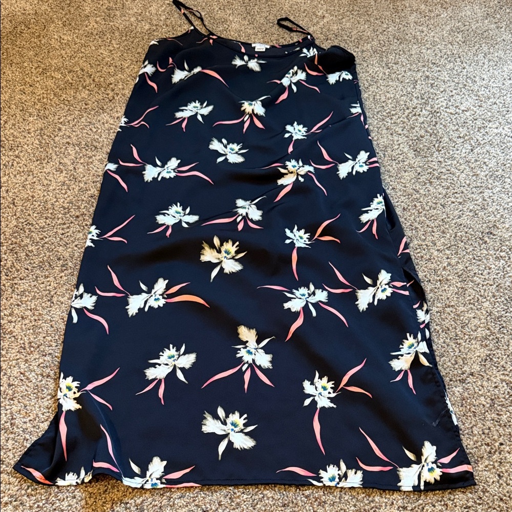 J. Crew Black Floral Midi Dress